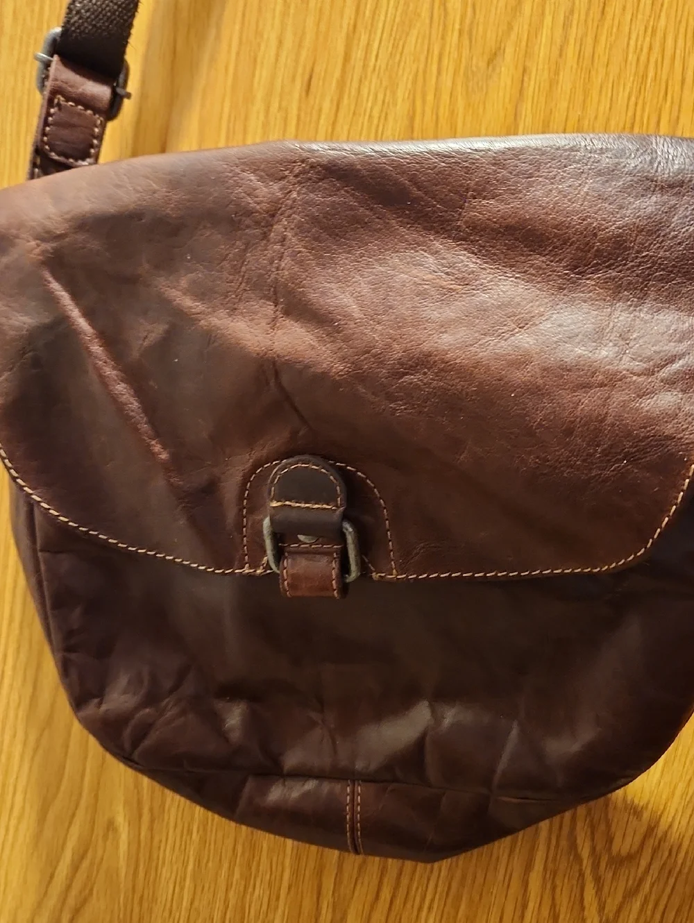 Jack Georges Dark Brown Leather Messenger Bag with Adjustable Strap